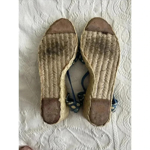 Lauren Ralph Lauren Cala Women’s 7.5 M Espadrille Shoes Wedges Heel Blue Beige - Picture 7 of 12